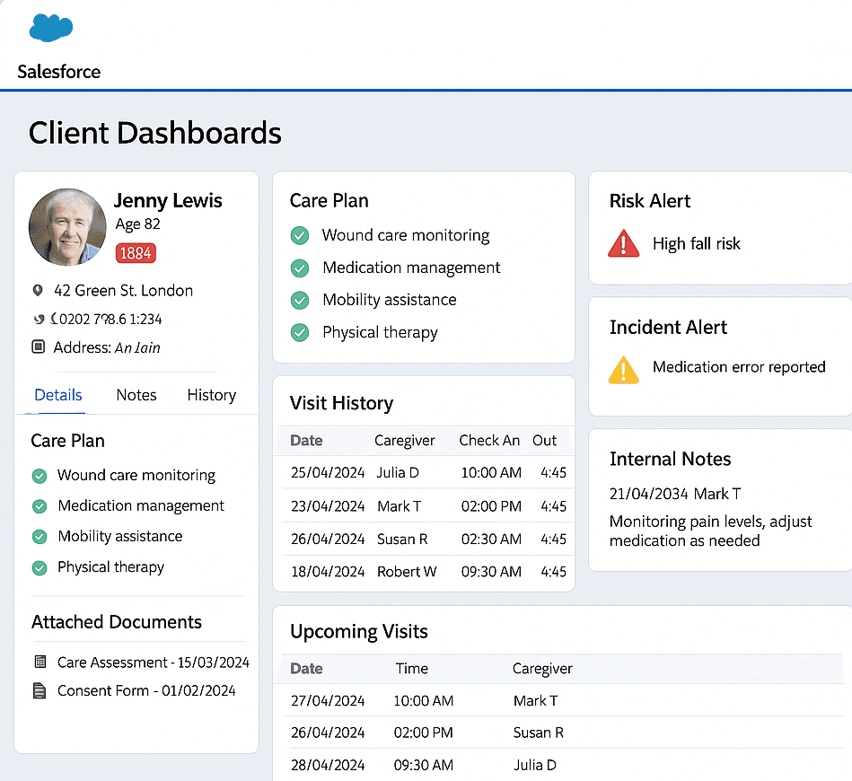 care management solution client dashboard